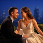 Reifer Mann mit hübschem jungen Mädchen mit Stadt im Hintergrund