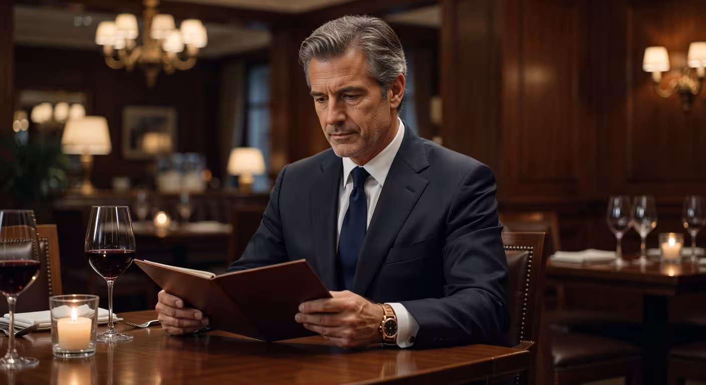 Distinguierter Sugar Daddy in gehobenem Frankfurter Restaurant